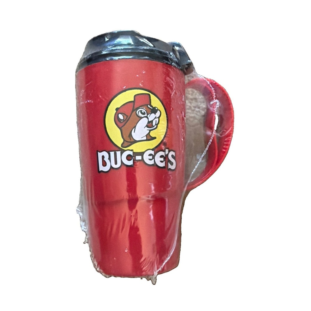 Buc-ee's 16 oz Travel Mug Red Insulated Coffee Cup with Handle 517A72201BU NEW